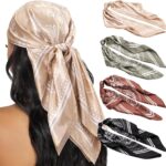 HBselect 4PCS Head Scarf for Women 35 Head Scarves Silk Like Satin Neck Scarfs Square Bandana Hair Wraps Scarf for Sleeping