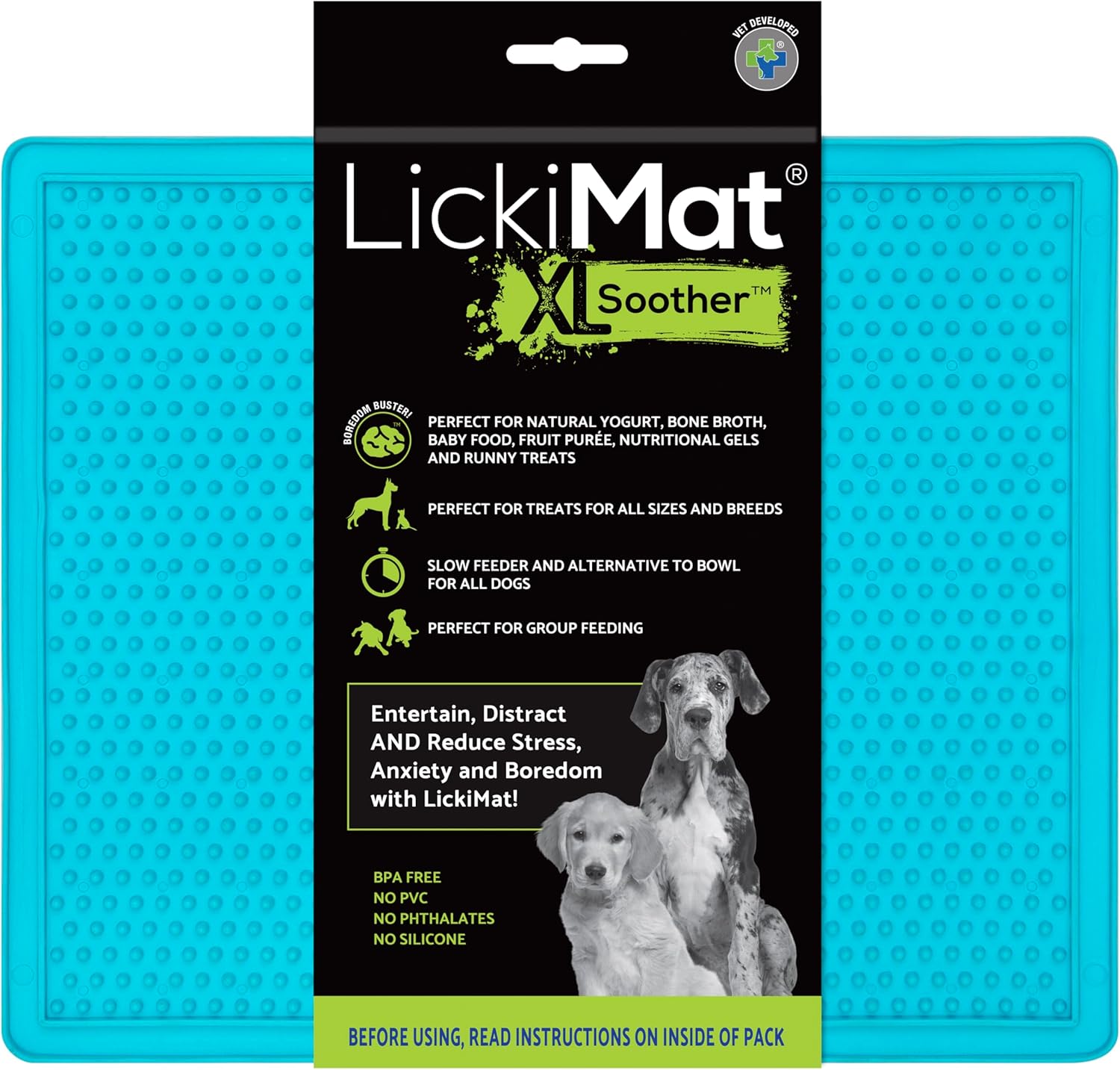 LickiMat X Large Breed Soother Dog Lick Mat Dog Calmer Slow Feeder, Anxiety Reliever Alternative to Puzzle Toys, Slow Feeding Bowls. Use Peanut Butter, Wet, Raw, Mixed Food, Healthy Treats - Turquoise LickiMat X Large Breed Soother Dog Lick Mat Dog Calmer Slow Feeder, Anxiety Reliever Alternative to Puzzle Toys, Slow Feeding Bowls. Use Peanut Butter, Wet, Raw, Mixed Food, Healthy Treats - Turquoise