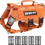 WINSEE Mesh Dog Harness with 10 Pet Patches for Large Service Dog in Training, Breathable Tactical Molle Vest with Double Handle, Reflective Military Pet Vest for Walking Hiking