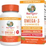 MARYRUTH'S Vegan Omega 3 Gummies for Adults | 2 Month Supply | Sugar Free Supplement with Vitamin C | Flaxseed Oil Immune Support | Overall Wellness | No Fish Taste | 60 Count