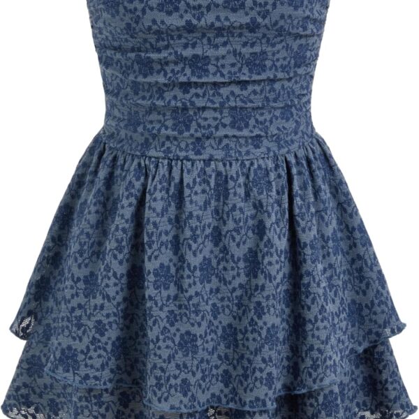 CIDER Women's Summer Cocktail Dress - Tube Ruched Ruffle Mini Dress