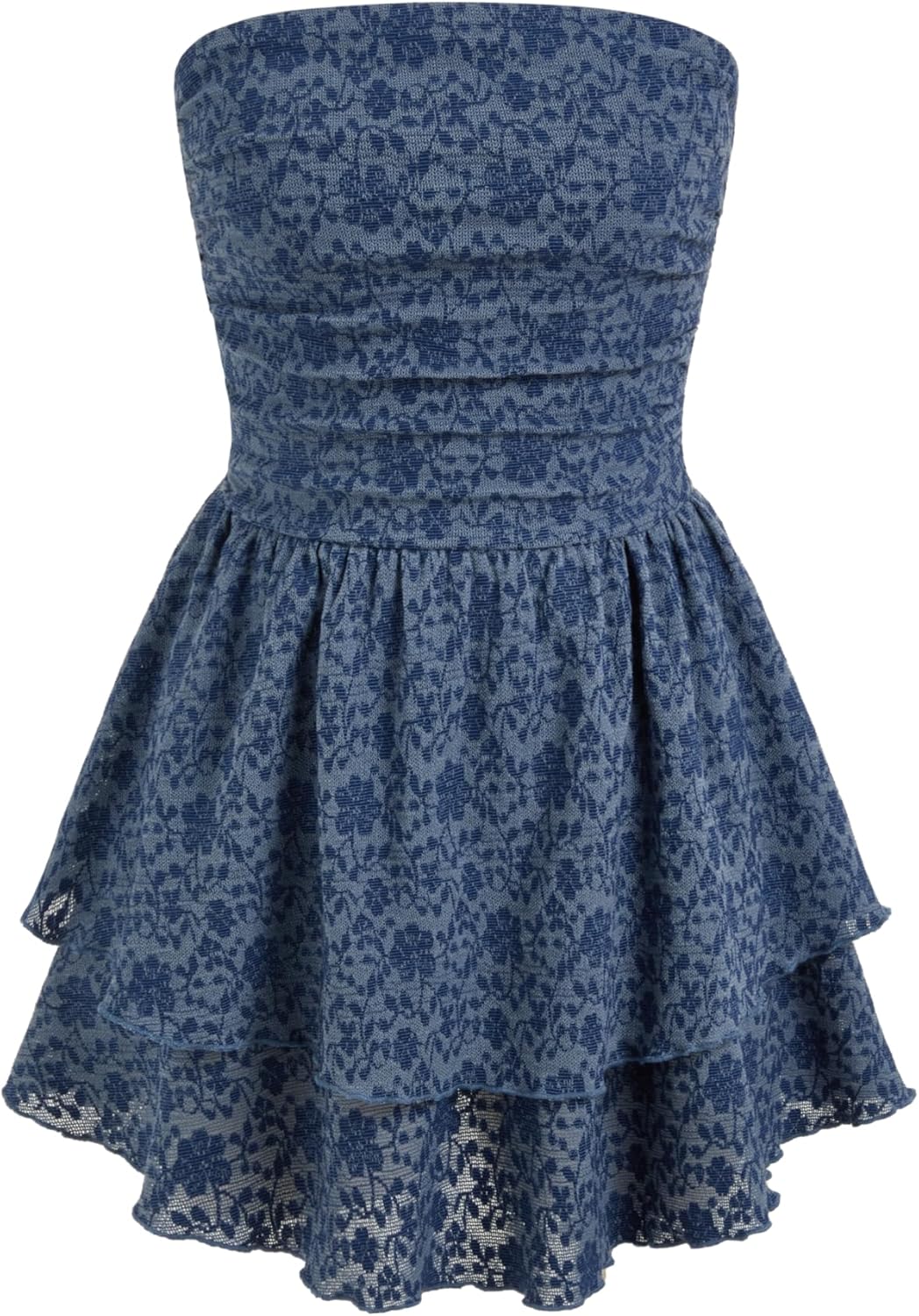 CIDER Women's Summer Cocktail Dress - Tube Ruched Ruffle Mini Dress CIDER Women's Summer Cocktail Dress - Tube Ruched Ruffle Mini Dress
