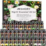 Essential Oils Set - 32x5ml Pure Aromatherapy Essential Oils Kit for Diffuser, Humidifier, Aromatherapy, Massage, Skin & Hair Care - Lavender, Tea Tree, Eucalyptus, Sandalwood, Peppermint, Rosemary