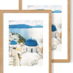 Axeman 12x16 Picture Frame with Mat for 8.5x11, Solid Oak Wood Frame with Tempered Real Glass, Wooden Certificate Document Frame for Wall with Wall Hook Included, Set of 2, Natural