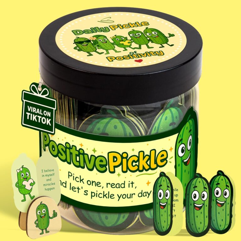 Stofinity 60 Positive Pickle Affirmation Cards Jar - Encouragement, Positivity & Emotional Support Gift for Teen Girls Trendy Stuff, Back to School Teacher Gifts, Women, Daughters, Sisters & Friends