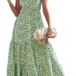 PRETTYGARDEN Women's Summer Floral One Shoulder Maxi Dress Knot Ruffle Boho Beach Vacation Wedding Guest Long Sun Dresses