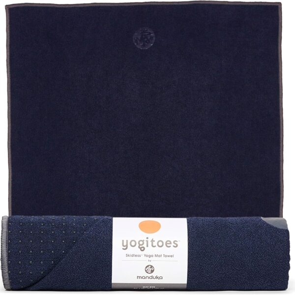 Manduka Yogitoes Hot Yoga Mat Towel - 71" | Moisture Activated Grip | Patented Silicone Nubs | Highly Absorbent, Durable & Easy Care | Made from Recycled Materials | 71 x 24 Inches | Midnight
