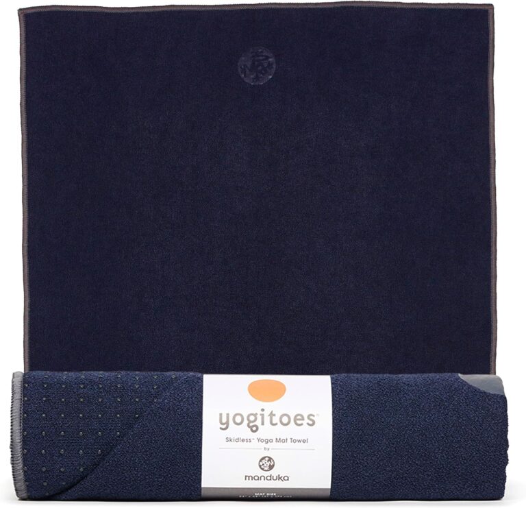 Manduka Yogitoes Hot Yoga Mat Towel - 71" | Moisture Activated Grip | Patented Silicone Nubs | Highly Absorbent, Durable & Easy Care | Made from Recycled Materials | 71 x 24 Inches | Midnight