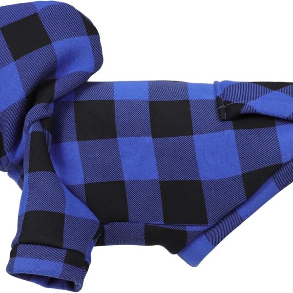 Plaid Dog Hoodie: Premium Polycotton Fabric Dog Clothes with Back Pocket and Leash Hole, Dog Sweatshirt for Small, Medium, & Large Dogs C Stylish and Functional for All Occasions Blue XXL