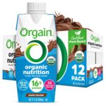 Orgain Organic Nutritional Vegan Protein Shake, Smooth Chocolate - 16g Plant Based Protein, Meal Replacement, 22 Vitamins & Minerals, Fruits & Vegetables, Gluten Free, Non-GMO, 11 Fl Oz (Pack of 12)