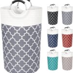 Fabspace Large Laundry Basket Laundry Hamper Bag Washing Bin Clothes Bag Collapsible Tall with Handles Waterproof Travel Bathroom College Essentials Storage for College Dorm, Family (Grey) 82L
