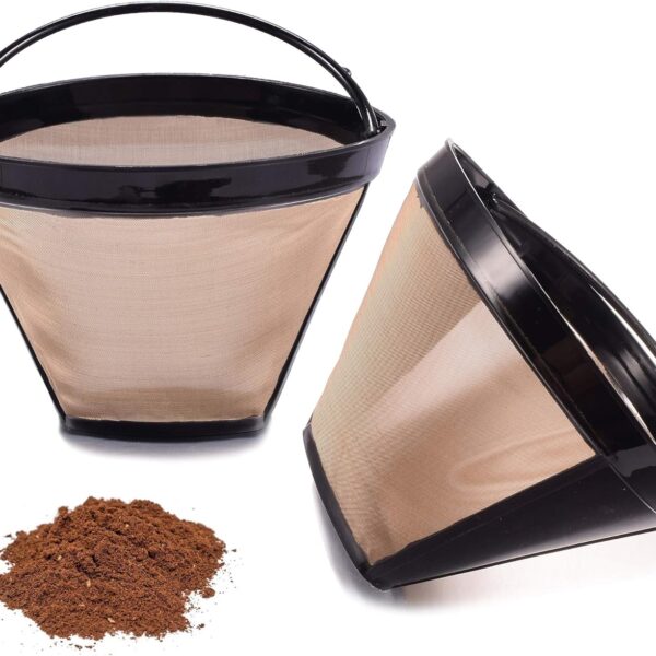 Reusable No.4 Cone Coffee Maker Filters for Ninja Coffee Bar Brewer Replacement Permanent Basket Filter (2 Coffee Filters)