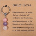 GINAZL Natural Crystals Keychain Gift for New Beginnings, New Beginnings Gifts for Coworker Anxiety Relief Keychain for Women