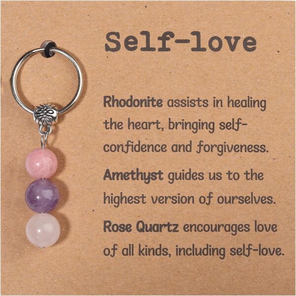 GINAZL Natural Crystals Keychain Gift for New Beginnings, New Beginnings Gifts for Coworker Anxiety Relief Keychain for Women
