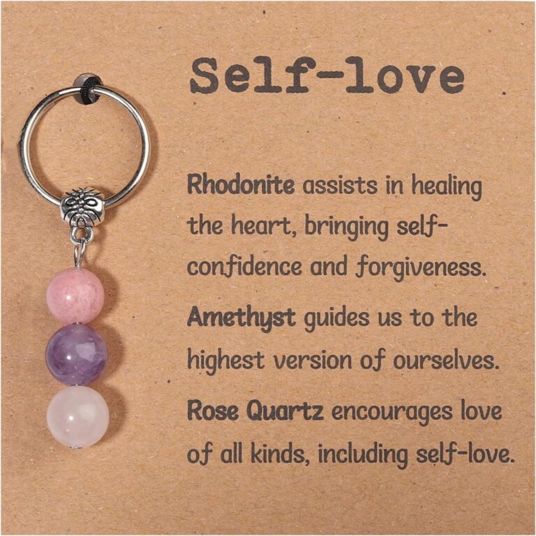 GINAZL Natural Crystals Keychain Gift for New Beginnings, New Beginnings Gifts for Coworker Anxiety Relief Keychain for Women