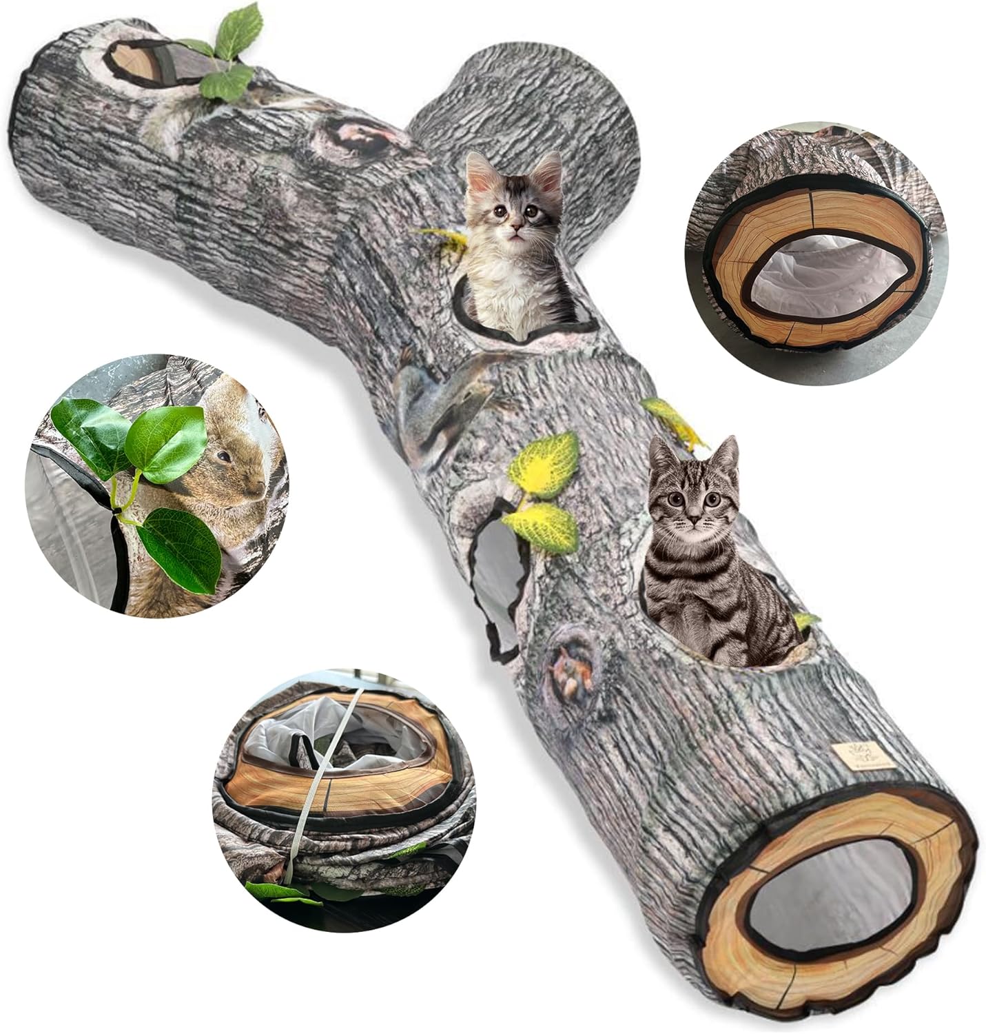 Cat Tunnel,3 Way Cat Toys,Tree Trunk Cat Tunnels for Indoor, Cat Maze for Kitty, Puppy, Kitten,Rabbit to Chase and Play, Collapsible Tube, Easy to Store Kitten Tunnel,L59,Tree Design Gift Cat Tunnel,3 Way Cat Toys,Tree Trunk Cat Tunnels for Indoor, Cat Maze for Kitty, Puppy, Kitten,Rabbit to Chase and Play, Collapsible Tube, Easy to Store Kitten Tunnel,L59,Tree Design Gift