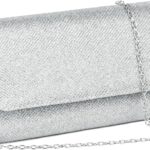 OSDUE Evening Bag Clutch Purses for Women, Glitter Evening Bag Sparkling Envelope Packet with Detachable Chain for Prom Wedding Party Banquet Date (Silver)