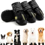 Hcpet Dog Boots, Dog Shoes for Large Dogs, Medium Dog Boots & Paw Protectors, Anti-Slip Dog Booties for Hot Pavement Winter Snow Hiking with Reflective Straps Black Size 6