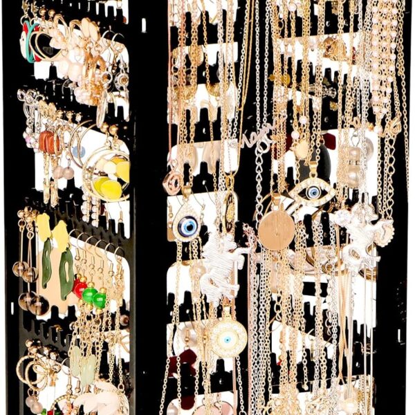 17Dec 360 Rotating Earring Holder Organizer Stand,5 Tiers Acrylic Jewelry Organizers and Storage,Stud Earring Organizers and Storage,212 Holes and 212 Grooves for Earrings Necklaces chain bracelet