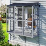 TIMHAKA Cat Catio, Expandable Window Box Enclosure for Multiple Indoor Cats, Comfortable Wooden Small Pet Perch House, All-Weather Use, for Safely Enjoying Outdoor Sights, Playing, Sunbathing, Napping