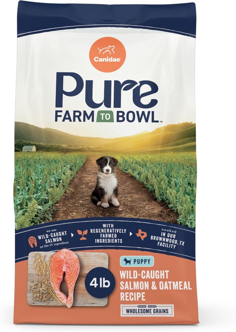 Canidae Pure Farm to Bowl Dry Puppy Dog Food - Balanced Nutrition - Limited Ingredient Formula - Grain, Wheat & Soy-Free - Puppy-Friendly - 4 lb - Wild-Caught Salmon & Oatmeal Recipe
