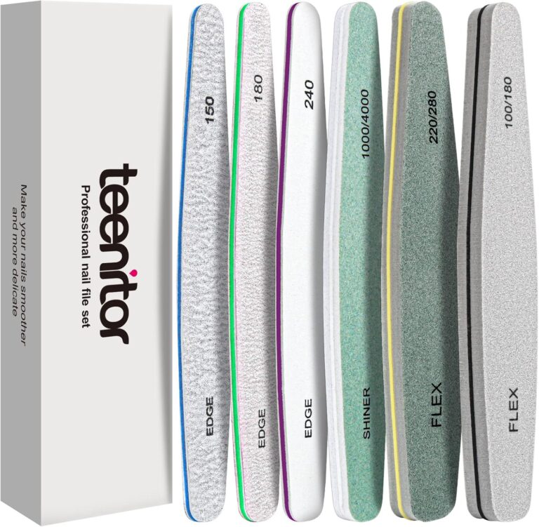 Teenitor Nail File Nail Buffer, 6 pcs Nail Files and Buffers for Natural Nails, Emery Boards for Nails, Nail Buffer and Shine Kit Nail Filer, Nail Buffer Block 100/180 Grit Nail Files Fingernail Files
