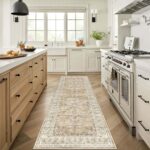 U'Artlines 2' x 6' Boho Hallway Runner Rug Vintage Farmhouse Non Slip Soft Washable Accent Runner Carpet for Kitchen, Entryway, Laundry, Living Room(Cream Tan)