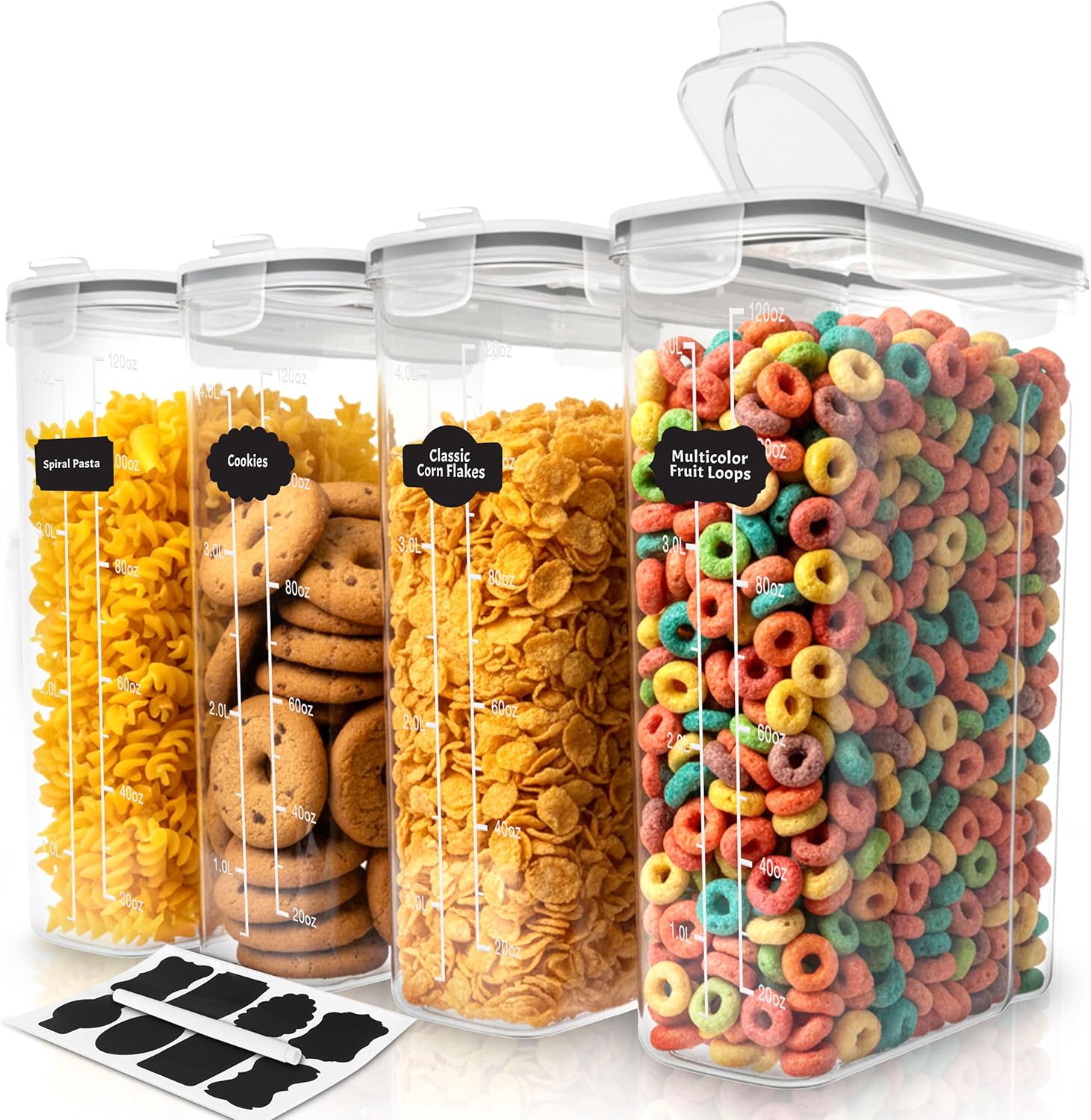 Utopia Kitchen Cereal Containers Storage Set 4 Pack 4L(135.2 oz) Airtight Food Storage Containers with Lids, BPA-Free Cereal Dispensers for Pantry Organization and Storage (Clear) Utopia Kitchen Cereal Containers Storage Set 4 Pack 4L(135.2 oz) Airtight Food Storage Containers with Lids, BPA-Free Cereal Dispensers for Pantry Organization and Storage (Clear)