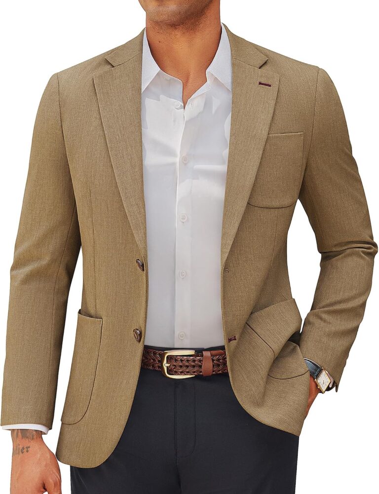 PJ PAUL JONES Mens Blazer Casual Two Button Sport Coats Notched Lapel Solid Suit Jackets