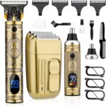 Saoilli Hair Clippers for Men, Professional Cordless T-Blade Trimmer Set, Beard Trimmer and Nose Hair Trimmer, Electric Grooming Kit, Electric Razor Shaver for Home & Barber Use, Gifts for Dad Husband