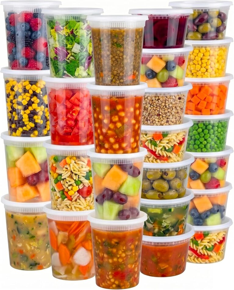 JoyServe 48 Sets Deli Containers with Lids  16oz & 32oz  Leak Proof, Microwaveable, Dishwasher & Freezer Safe  Plastic Food Storage & Soup Containers