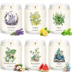 6 Pack Scented Candles Gift Set for Women | Soy Wax Jar Candles, Up to 300 Hours Burn Time, Fresh Scents - Watermelon, Vanilla Coconut, Lavender, Lemon, Mint, Ocean