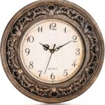 Pumtus Plastic Silent Wall Clock, 13 Inch Vintage Battery Operated Wall Clocks, Large Decorative Round Living Room Clock, Non-Ticking Retro Analog Clocks for Bathroom, Office, Kitchen, School