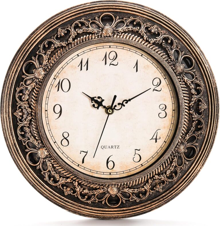 Pumtus Plastic Silent Wall Clock, 13 Inch Vintage Battery Operated Wall Clocks, Large Decorative Round Living Room Clock, Non-Ticking Retro Analog Clocks for Bathroom, Office, Kitchen, School