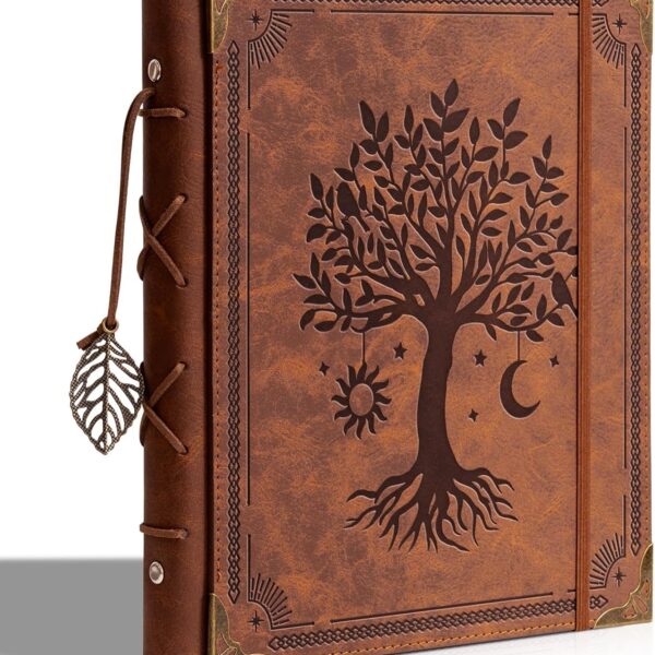 Vintage Photo Album 4x6 Leather Scrapbook Album with Writing Space 120 Photos & 30 Sheets DIY Paper Memory Albums Book for Anniversary Travel Vacation Family Tree, Brown