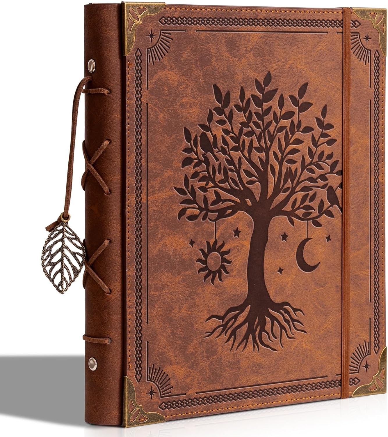 Vintage Photo Album 4x6 Leather Scrapbook Album with Writing Space 120 Photos & 30 Sheets DIY Paper Memory Albums Book for Anniversary Travel Vacation Family Tree, Brown Vintage Photo Album 4x6 Leather Scrapbook Album with Writing Space 120 Photos & 30 Sheets DIY Paper Memory Albums Book for Anniversary Travel Vacation Family Tree, Brown