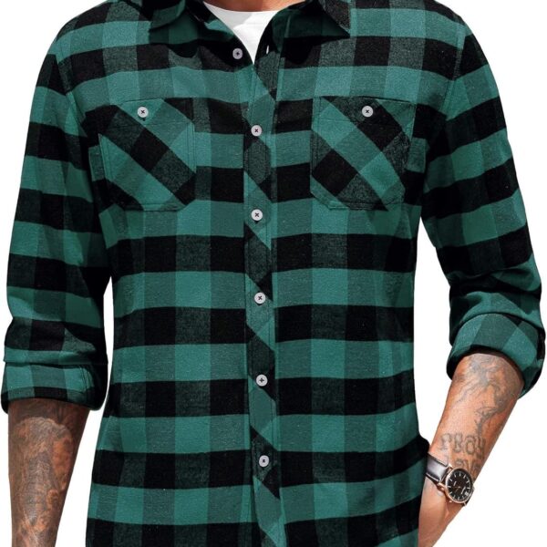 COOFANDY Men's Flannel Plaid Shirts Long Sleeve Casual Button Down Shirt with Pockets