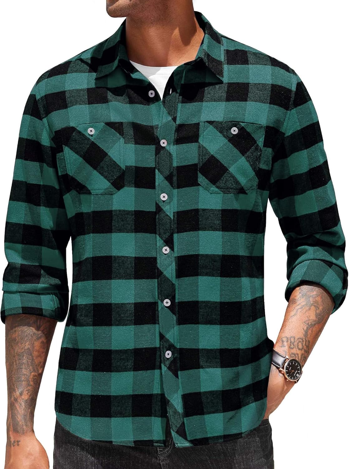 COOFANDY Men's Flannel Plaid Shirts Long Sleeve Casual Button Down Shirt with Pockets COOFANDY Men's Flannel Plaid Shirts Long Sleeve Casual Button Down Shirt with Pockets