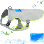 Mora Pets Dog Cooling Vest with Ice Pack Evaporation Cool Harness Adjustable Summer Shirt Pet Jacket for Hot Weather Fit Large Medium Small Dogs Grey S