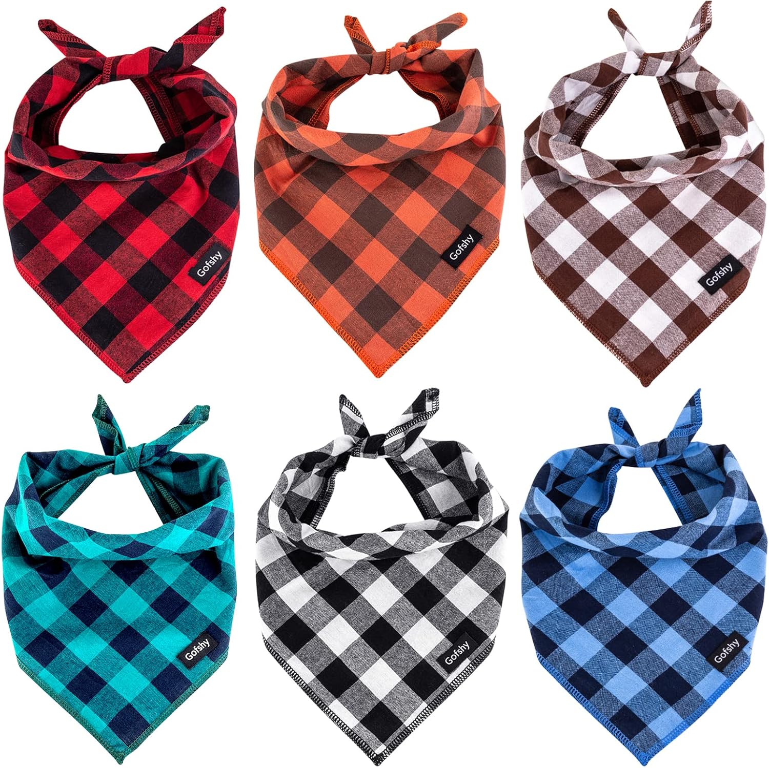 Buffalo Plaid Dog Bandanas Fall Christmas Classic 6PCS Dog Gifts Red Blue Green Orange Black Brown Scarf Adjustable Kerchief for Small Medium Large Cats Puppy Buffalo Plaid Dog Bandanas Fall Christmas Classic 6PCS Dog Gifts Red Blue Green Orange Black Brown Scarf Adjustable Kerchief for Small Medium Large Cats Puppy