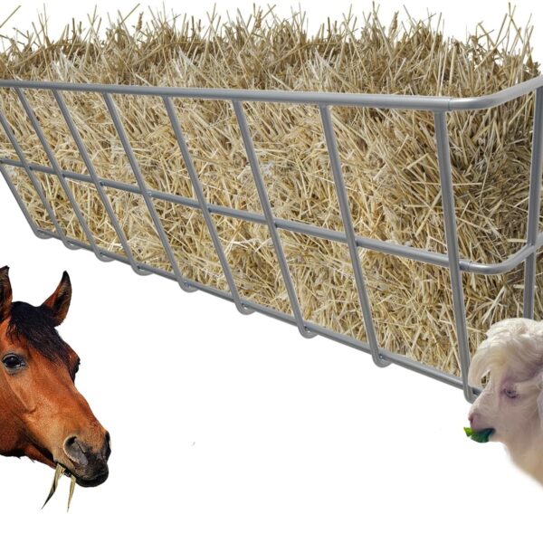 55" Long Hay Feeder Goat, 30 Gallon Multiple Sided Goat Hay Rack, Heavy Duty Iron Wall Hay Rack for Sheep, Horses, etc, Effortless Installation in Farm, Yield