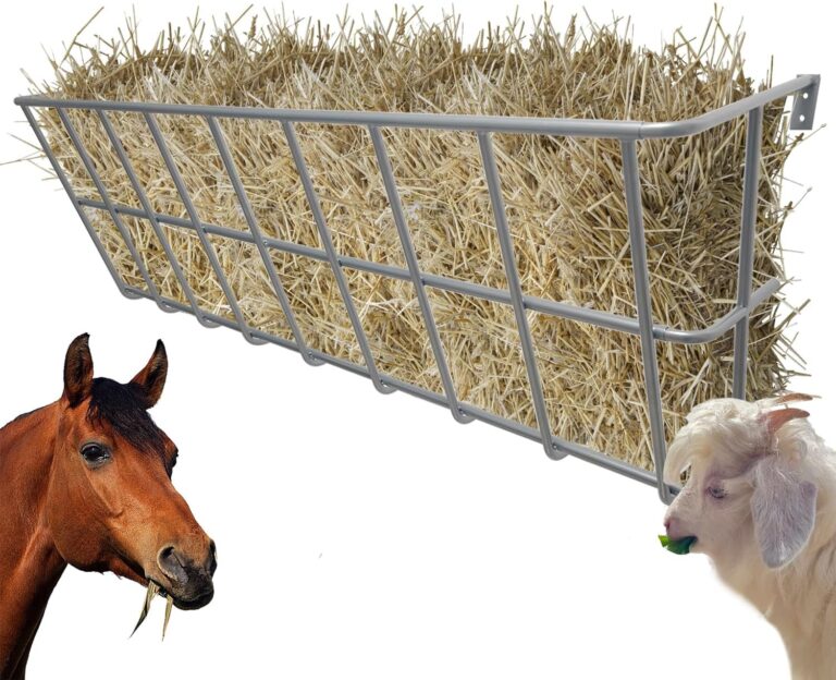 55" Long Hay Feeder Goat, 30 Gallon Multiple Sided Goat Hay Rack, Heavy Duty Iron Wall Hay Rack for Sheep, Horses, etc, Effortless Installation in Farm, Yield