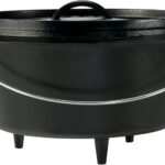 Lodge Seasoned Cast Iron Camp Dutch Oven with Lid - 8 Quart - Dual Handles - Seasoned Cast Iron Cookware with Steel Handle & Strong Lid for Heavy- Duty Camping Cookware