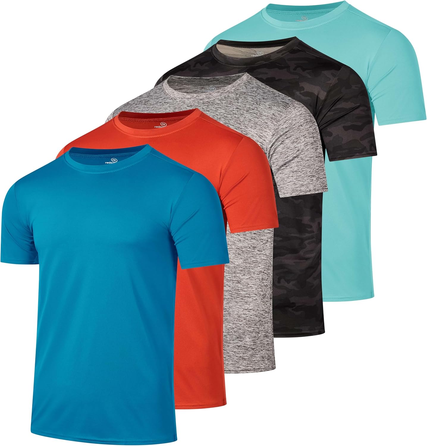 Real Essentials 5 Pack: Men's Dry-Fit Short Sleeve Crew Neck T Shirts Fitness Running Gym Workout Cool Exercise Athletic Tee Real Essentials 5 Pack: Men's Dry-Fit Short Sleeve Crew Neck T Shirts Fitness Running Gym Workout Cool Exercise Athletic Tee