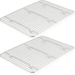TeamFar Cooling Rack Set of 2, Stainless Steel 16.5 x 11.5 Baking Rack for Oven Cooking Roasting Grilling, Wire Rack for Cooling Cookies, Fits Half Sheet Pan, Healthy & Heavy Duty, Dishwasher Safe