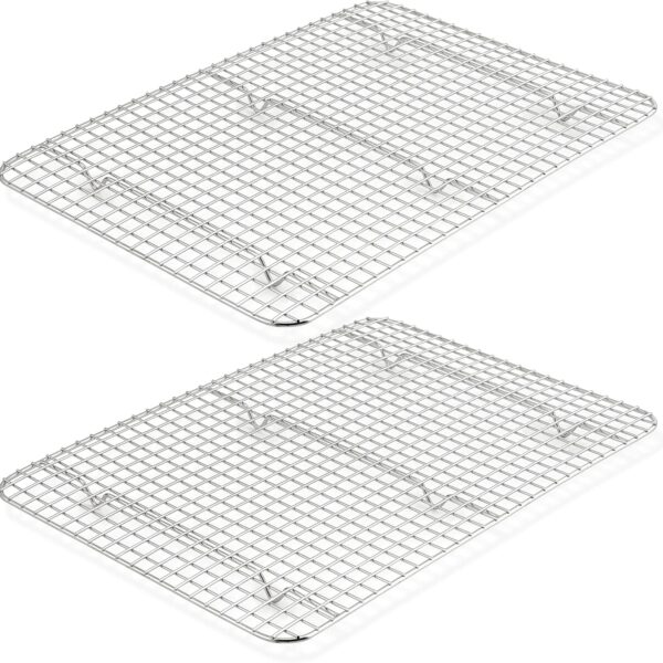 TeamFar Cooling Rack Set of 2, Stainless Steel 16.5 x 11.5 Baking Rack for Oven Cooking Roasting Grilling, Wire Rack for Cooling Cookies, Fits Half Sheet Pan, Healthy & Heavy Duty, Dishwasher Safe