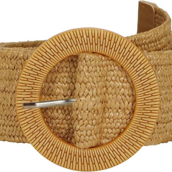 SUOSDEY Straw Woven stretchy Waist Belt for Women Dresses,Wide Boho Braided Elastic Belt with Round Buckle
