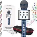 Mockins Navy Bluetooth Karaoke Microphone for Kids with Built in Bluetooth Speaker| Wireless Microphone Karaoke Compatible with iOS & Android| All-in-One Mic