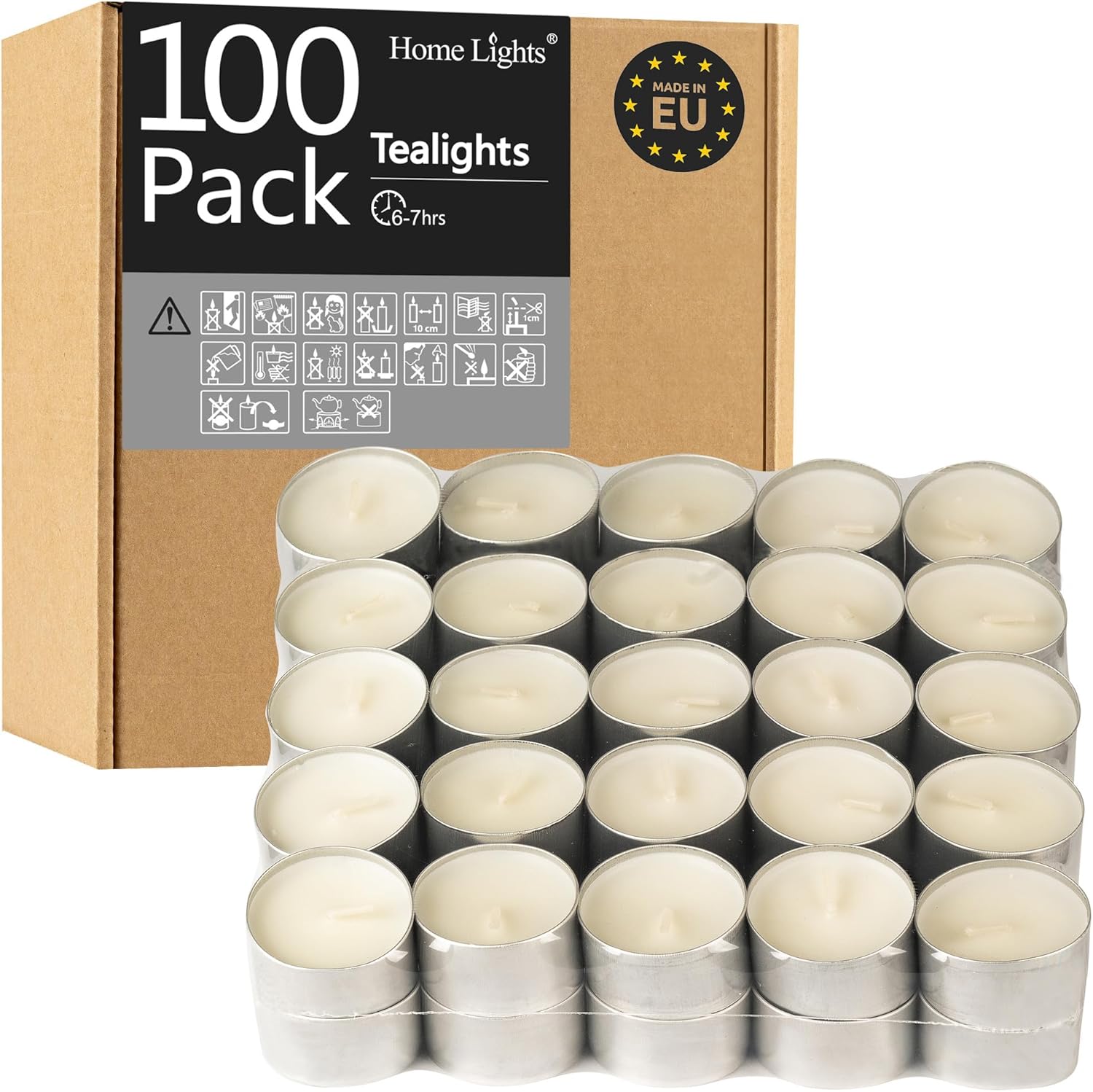 HomeLights Unscented White Tealight Candles -100 Pack, 6 to 7 Hour Burn Time Smokeless, Mini Votive Paraffin Candles with Cotton Wicks for Shabbat, Weddings, Christmas, Home Decor HomeLights Unscented White Tealight Candles -100 Pack, 6 to 7 Hour Burn Time Smokeless, Mini Votive Paraffin Candles with Cotton Wicks for Shabbat, Weddings, Christmas, Home Decor