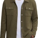 COOFANDY Mens Casual Shirt Jacket Button Down Waffle Jacket Long Sleeve Sweater Jackets Quilted Shacket Overshirt